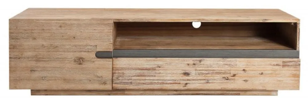Ausverkauf Casa Padrino armoire de télévision design avec porte et tiroir naturel / gris teck 170 x 42 x H. 46 cm - Buffet - Fait à la Main en Bois Massif!