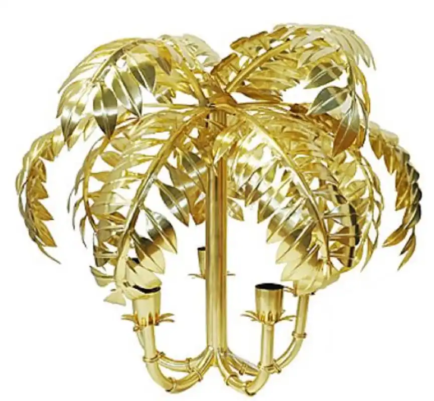 Casa Padrino lampe suspendue design paume laiton antique 63 x 63 x H. 57 cm - Lampe Suspendue en Acier Inoxydable - Lampe de Salon Aktuell