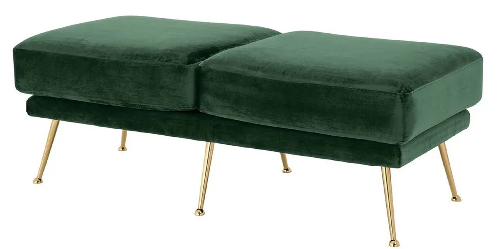 Casa Padrino banc en velours de luxe vert foncé / laiton 125 x 58 x H. 45 cm - Banc en Velours Rembourré - Mobilier de Luxe Wochenendangebot