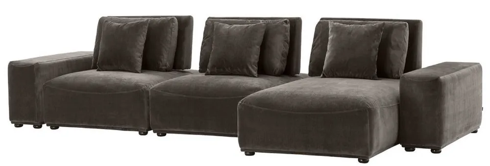 Casa Padrino paysage résidentiel de luxe gris / noir 340 x 159 x H. 83 cm - Canapé du Salon avec 6 Coussins - Qualité de Luxe Geprüft