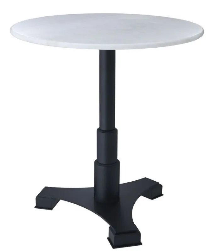 Rabatt Casa Padrino table à manger de luxe blanc / noir Ø 70 x H. 75 cm - Table de Cuisine Ronde avec Plateau en Marbre - Mobilier de Salle à Manger