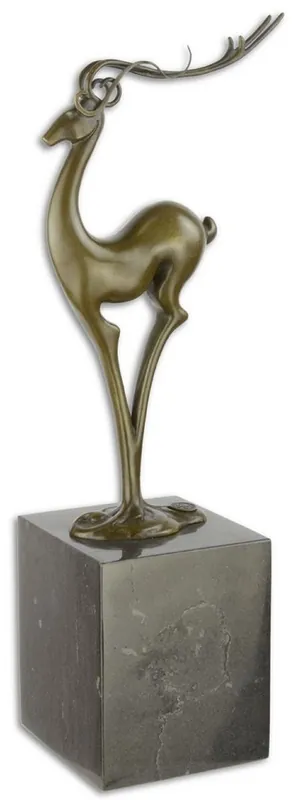 Markenware Casa Padrino sculpture en bronze de designer antilope bronze / noir 11,1 x 13,8 x H. 39 cm - Figurine en Bronze avec Base en Marbre - Accessoires Déco