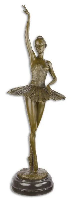 Casa Padrino sculpture en bronze de luxe avec socle en marbre ballerine bronze / noir 22 x 20,4 x H. 66,5 cm - Figurine en Bronze - Figurine Déco - Accessoires de Décoration Markenprodukt