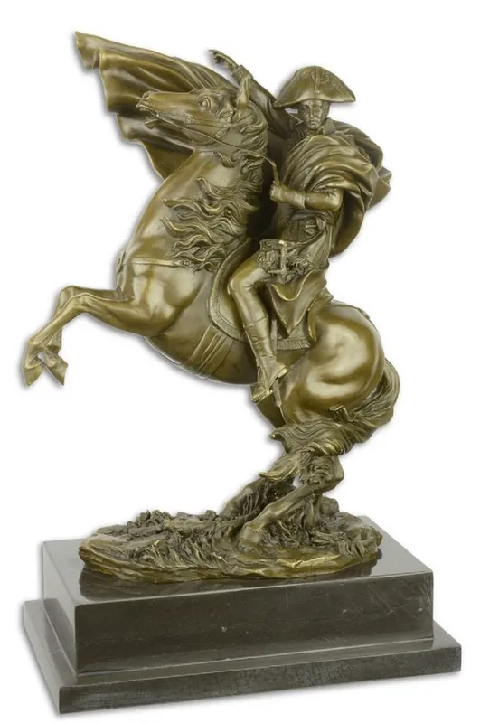 Günstig Casa Padrino sculpture en bronze de luxe napoléon avec cheval bronze / or / noir 29,9 x 19,6 x H. 43,5 cm - Figurine en Bronze avec Base en Marbre - Figurine Déco