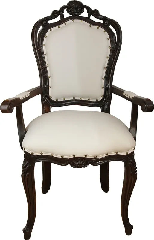 Expressversand Chaise de salle à manger baroque de luxe Casa Padrino de couleur crème / marron avec accoudoirs - Chaise d'hôtel baroque - qualité luxe