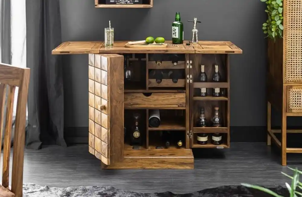 Preis Gesenkt Casa Padrino armoire de bar design naturel / marron 65-130 x 50 x H. 90 cm - Armoire de Bar Moderne en Bois Massif avec 2 Portes et Tiroir - Meuble Bar