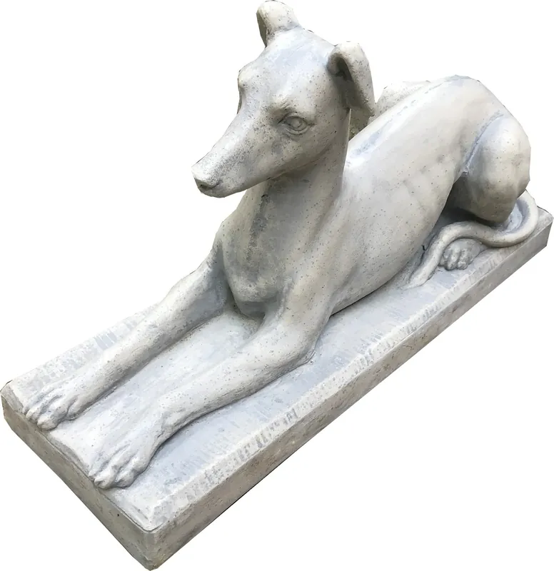 Nur Heute Casa Padrino Sculpture De Jardin Art Nouveau Chien Massif & Lourd 83 x 27 x H47 cm - Sculpture De Jardin Style Antique Gris