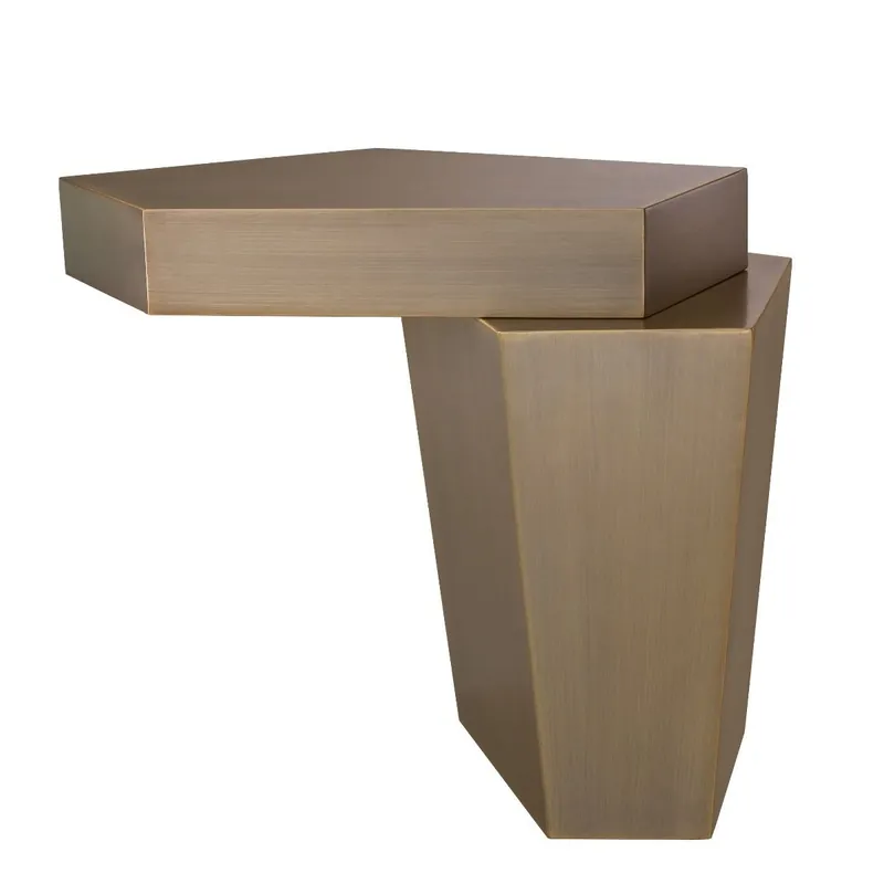 Sonderaktion Casa Padrino table basse design coloris laiton, 72 x 50 x H. 60 cm - Table de Salon en Métal avec Surface en Laiton Brossé et Remplissage en Ciment - Qualité de Luxe