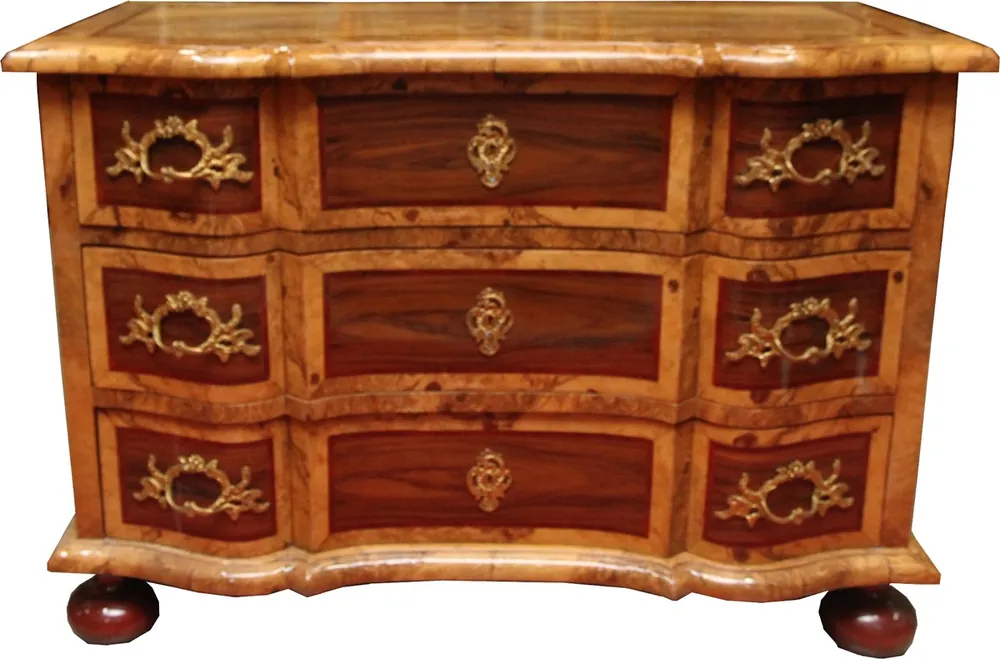 Markenware Casa Padrino Commode baroque marron incrusté de 127 cm avec de beaux ornements