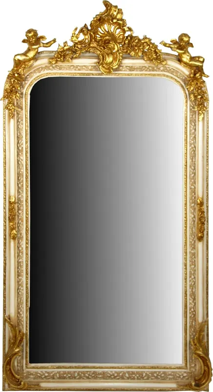 Miroir mural baroque de style ancien Casa Padrino couleur crème / or 85 x H. 160 cm - Magnifique miroir baroque avec de superbes décorations Wochenendangebot