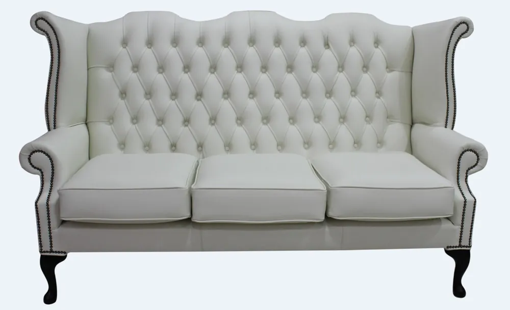 Preis Gesenkt Casa Padrino Canapé 3 places de luxe en cuir véritable blanc aspect antique vintage 183 x 90 x hauteur 105 cm - Canapé Chesterfield