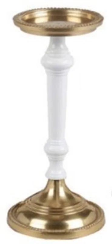 Casa Padrino Porte-Bougie Art Nouveau Laiton Antique / Blanc H. 30 cm - Chandelier Rond en Aluminium - Accessoires de Décoration Baroque & Art Nouveau Sofort Bestellen