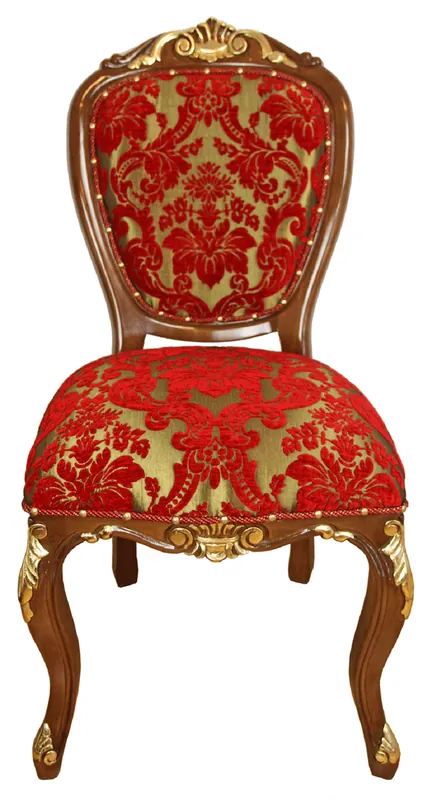 Casa Padrino chaise de salle à manger de baroque de luxe rouge / or / marron look antique 54 x 57 x H. 107 cm - Meubles d'Hôtel de Luxe - Fabriqué en Italie Abverkauf