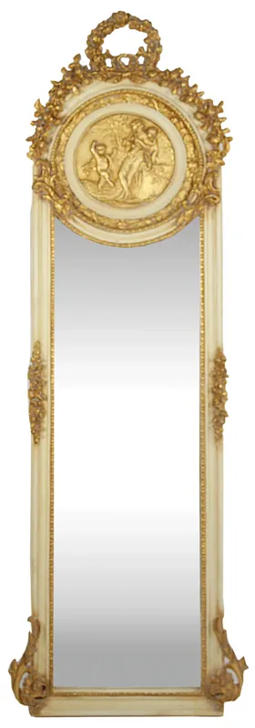 Ausverkauf Casa Padrino Miroir Baroque Crème / Or 55 x H. 175 cm - Solide et Lourd - Miroir Mural de Style Antique