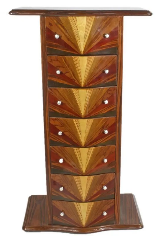 Zertifiziert Casa Padrino commode Art Déco en acajou avec 7 tiroirs et étagère marron 70 x 40 x H. 120 cm - Mobilier Art Déco