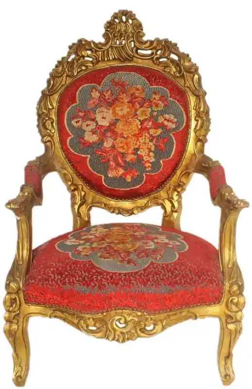 Direktkauf Casa Padrino Fauteuil Trône Baroque Rouge Motif Floral / Or 70 x 70 x H. 120 cm - Somptueuse Fauteuil Royale Fabriquée à la Main - Fauteuil de Mariage - Mobilier Baroque