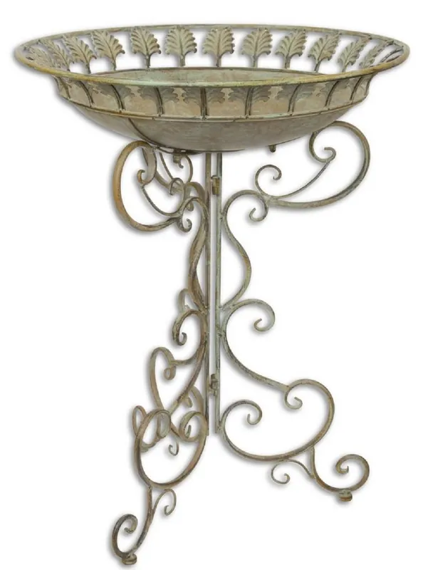 Casa Padrino Bain d'Oiseau Art Nouveau avec Support Vert Antique Ø 52 x H. 67,5 cm - Déco de Jardin Baroque et Art Nouveau Preiswert