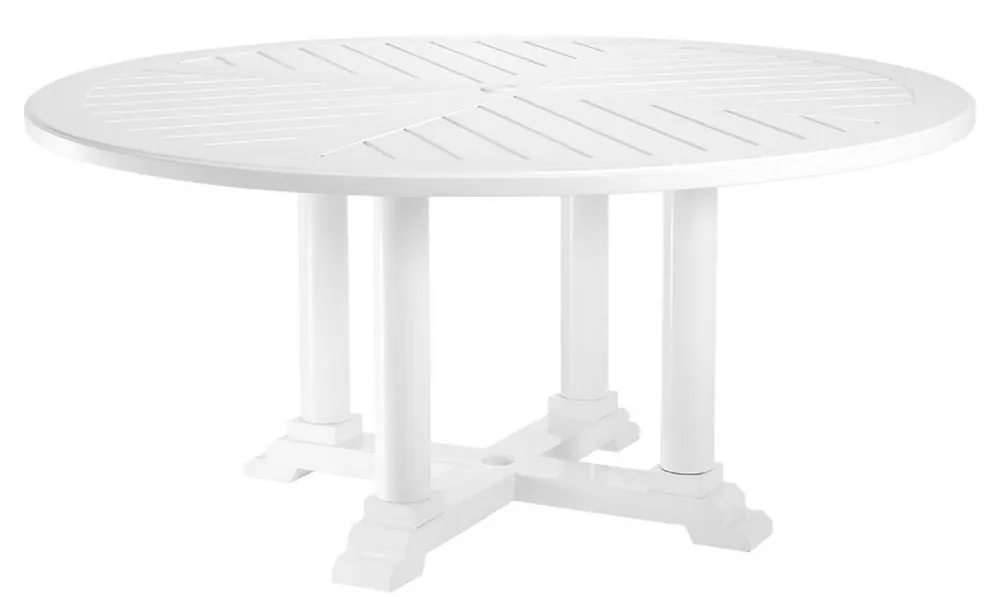 Casa Padrino table de salle à manger de luxe blanc Ø 160 x H. 75 cm - Table de Cuisine Ronde en Aluminium de Haute Qualité - Table de Jardin Sonderangebot