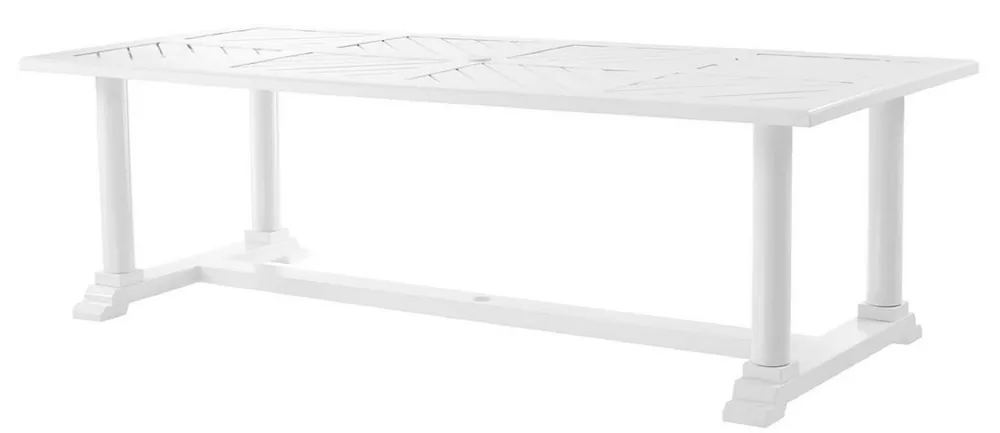 Casa Padrino table de salle à manger de luxe blanc 240 x 103 x H. 75 cm - Table de Cuisine Rectangulaire en Aluminium de Haute Qualité - Table de Jardin Geprüft