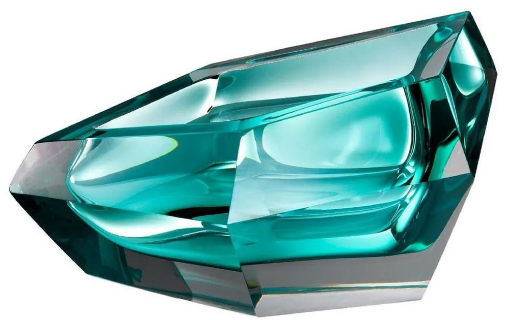 Billig Casa Padrino bol en verre de cristal de luxe turquoise 22 x 14 x H. 10,5 cm - Bol Déco Design - Accessoires de Décoration
