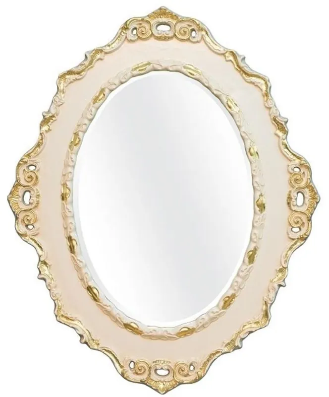 Casa Padrino miroir mural baroque de luxe crème / or 84 x 4 x H. 104 cm - Miroir Ovale de Style Antique - Précieux et Magnifique Super-Preis