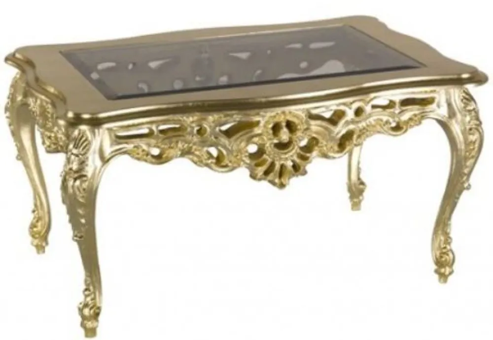 Angebot Casa Padrino table basse baroque de luxe Or 84 x 44 x H. 57 cm - Magnifique table de salon avec plateau en verre - Mobilier de salon de style baroque - Qualité de Luxe - Fabriquée en Italie