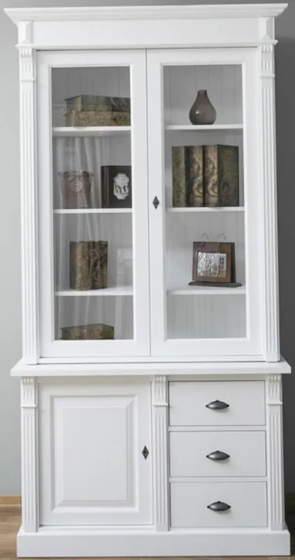 Casa Padrino armoire en bois massif de style campagnard avec 3 portes et 3 tiroirs blanc 120 x 51 x H. 228 cm - Armoire de Salon - Meubles de Style Campagnard Zertifiziert