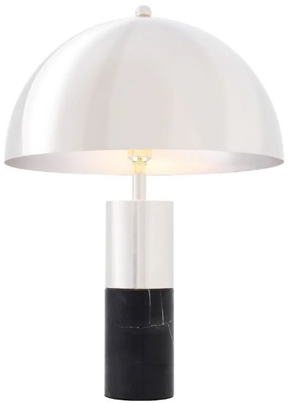 Casa Padrino lampe de table de luxe argent / noir Ø 50 x H. 70 cm - Lampe de Table avec Abat-Jour en Métal Rond Must-Have