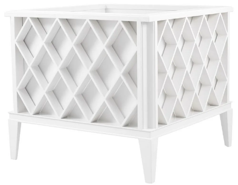 Casa Padrino pot de fleurs de luxe blanc 76 x 76 x H. 69 cm - Pot de plante en aluminium noble - Accessoires de Décoration de Jardin Terrasses Balcon Highlight