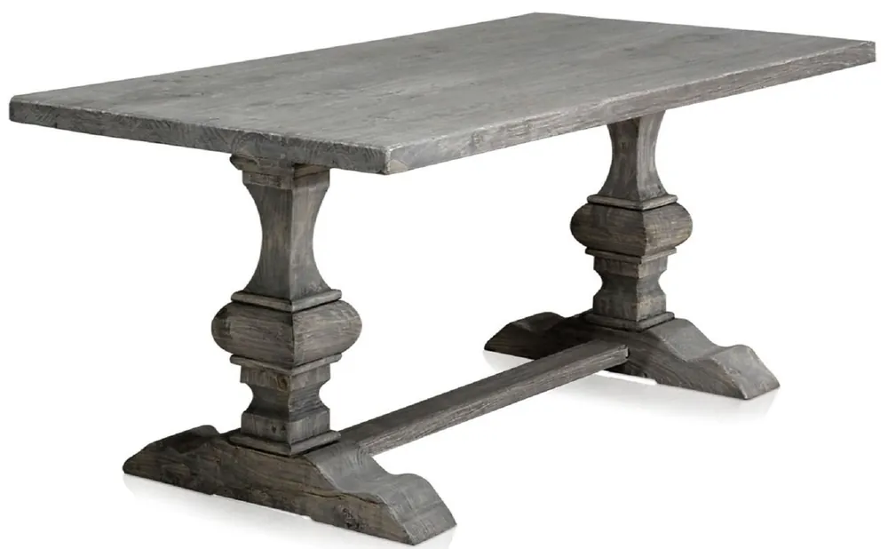 Günstig Casa Padrino table à manger de luxe en bois massif gris 180 x 90 x H. 76 cm - Table de Cuisine Rectangulaire en Bois Ancien Non Traité de Haute Qualité