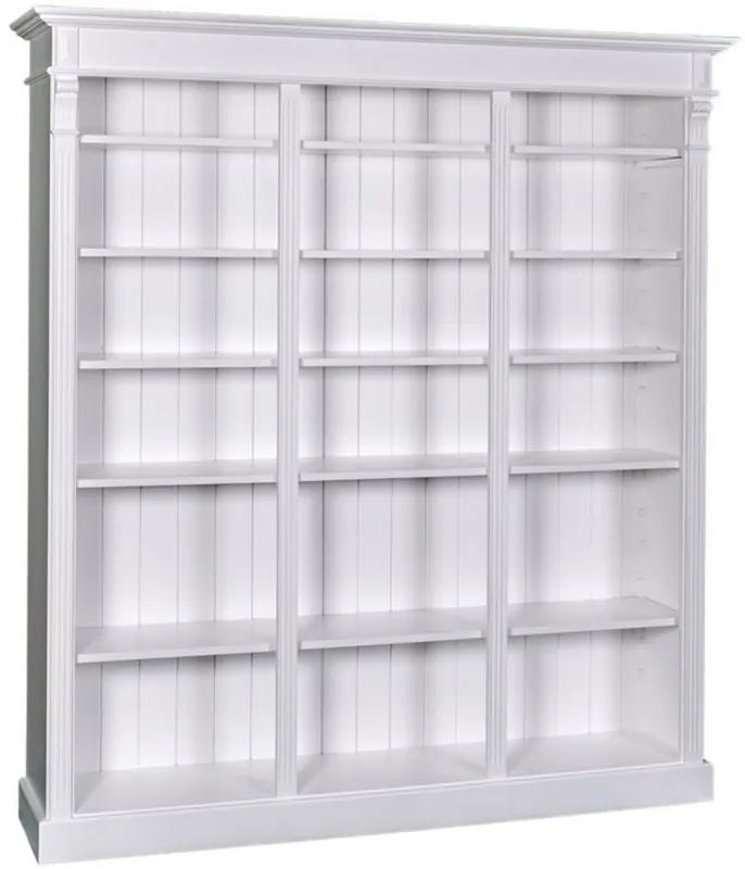 Neu Casa Padrino armoire à livres de style campagnard blanc 180 x 39 x H. 197 cm - Armoire en bois massif - Armoire d'étagère - Armoire de salon - Meubles de Style Campagnard
