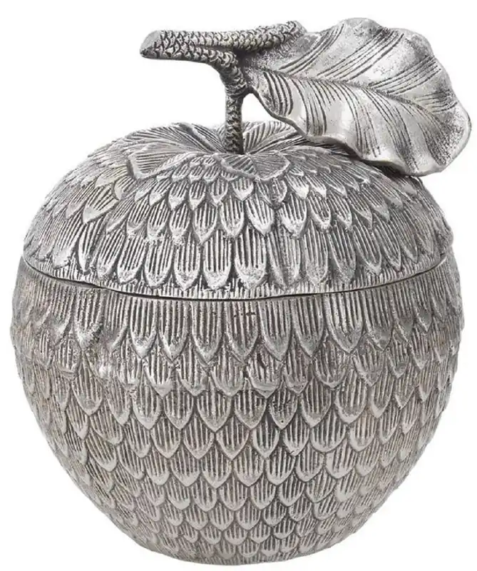 Ausverkauf Casa Padrino boîte de rangement de luxe avec couvercle en forme de pomme argent antique Ø 18 x H. 20 cm - Accessoires Déco
