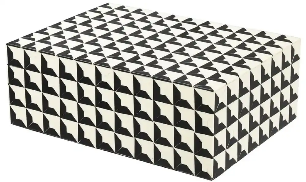 Top-Preis Casa Padrino boîte à bijoux design avec couvercle noir / blanc 28 x 21 x H. 10 cm - Boîte de Rangement - Qualité de Luxe