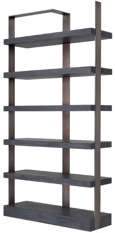 Beliebt Casa Padrino armoire étagère de luxe noir / bronze 120,5 x 40 x H. 230 cm - Armoire en placage de chêne avec cadre en acier inoxydable - Armoire à livres - Mobilier de Salon de Luxe
