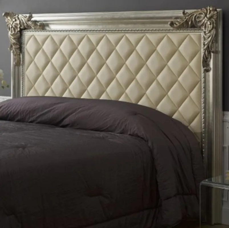 Meistverkauft Casa Padrino tête de lit baroque de luxe avec faux cuir argent antique / or antique / ivoire 210 x 12 x H. 140 cm - Mobilier de Chambre Baroque