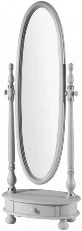 Casa Padrino miroir debout baroque de luxe gris clair / argent 62 x 37 x H. 169 cm - Miroir de chambre ovale avec tiroir - Qualité de Luxe - Fabriqué en Italie Markenprodukt