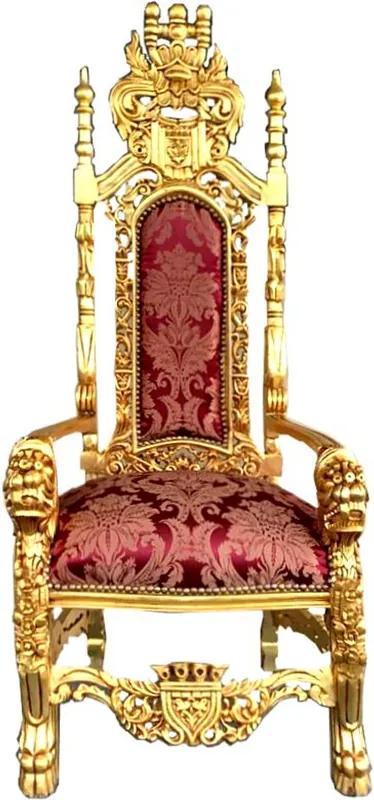 Schneller Versand Fauteuil Trône Baroque Casa Padrino Motif Bordeaux / Fauteuil King Or - Fauteuil Mariage - Fauteuil Géant