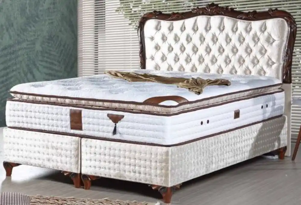 Casa Padrino lit double baroque avec matelas champagne / marron - Lit noble de style baroque - Ensemble Complet Saisonangebot
