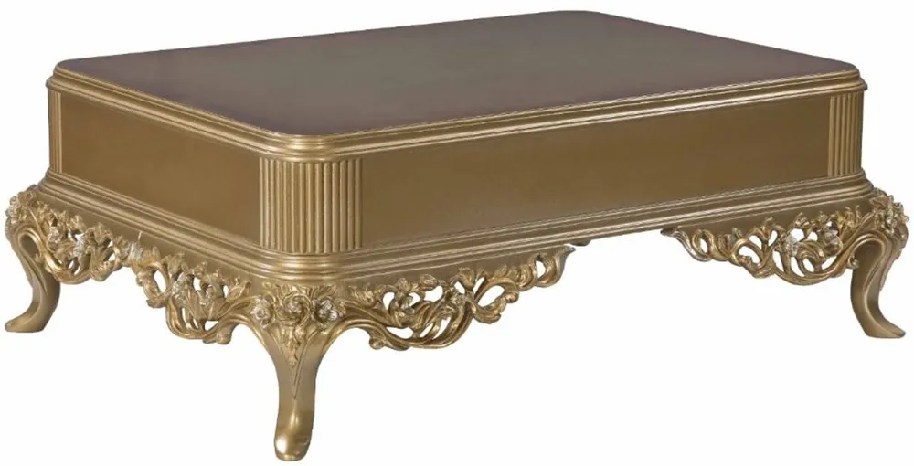 Letzte Chance Casa Padrino table basse baroque de luxe noir / or 130 x 92 x H. 50 cm - Mobilier de salon de style baroque - Noble et Orné