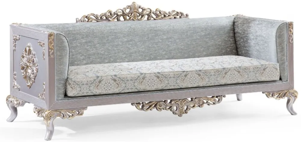 Meistverkauft Casa Padrino canapé baroque de luxe turquoise / argent / or 225 x 86 x H. 98 cm - Canapé de Salon Noble de Style Baroque - Mobilier Baroque