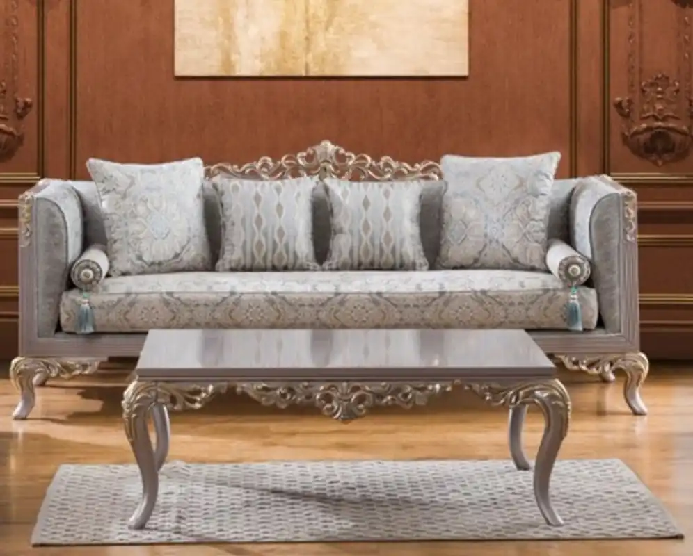 Casa Padrino table basse baroque de luxe argent / or 124 x 95 x H. 48 cm - Table de salon noble de style baroque - Mobilier Baroque Angebot
