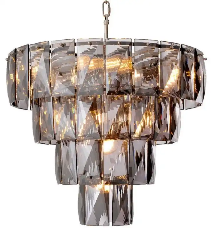 Billig Casa Padrino lustre de luxe gris / argent Ø 60 x H. 65 cm - Lustre moderne en verre cristal - Qualité de Luxe