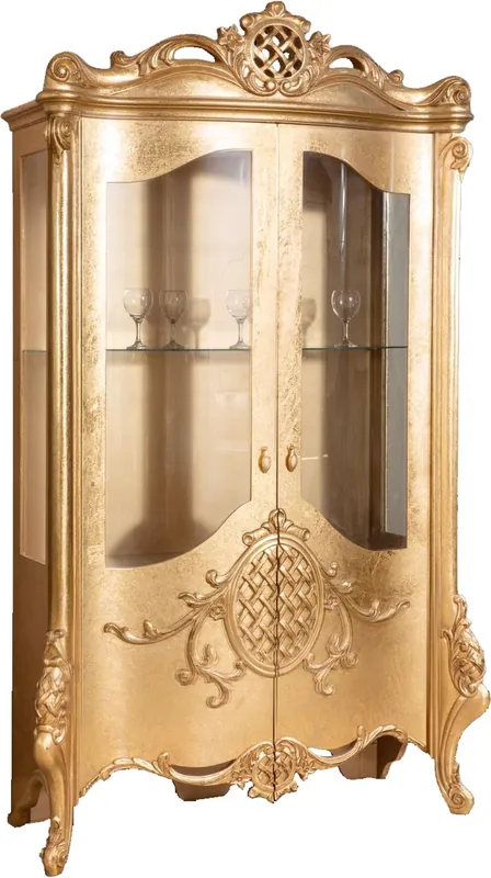 Mega-Angebot Casa Padrino vitrine baroque de luxe or 130 x 50 x H. 222 cm - Vitrine baroque ornée avec 2 portes - Meuble de salon - Mobilier de Salon Baroque