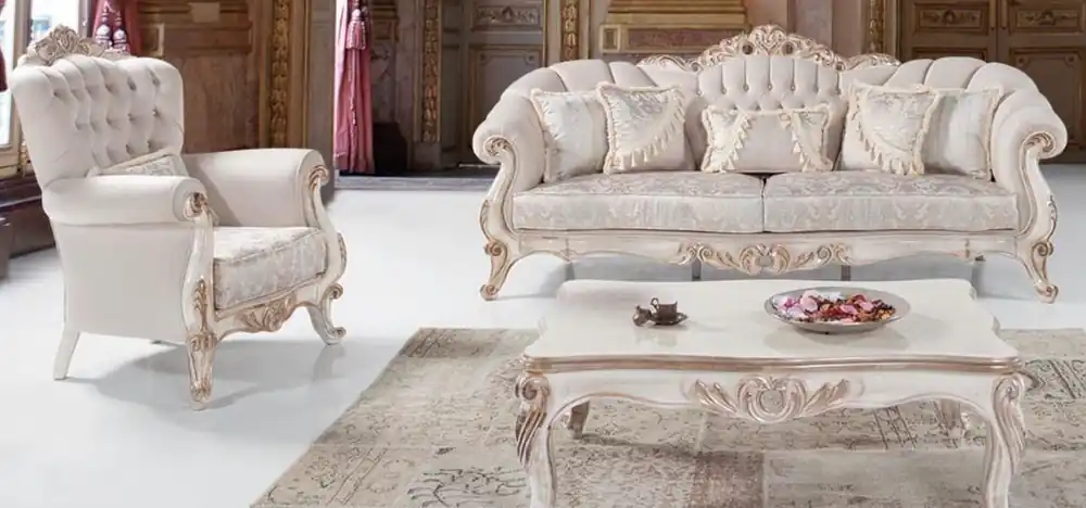 Versand Am Gleichen Tag Casa Padrino ensemble de salon baroque de luxe gris clair / blanc / bronze antique - 2 Canapés et 2 Fauteuils et 1 Table Basse - Meubles de Salon de Style Baroque - Noble et Orné