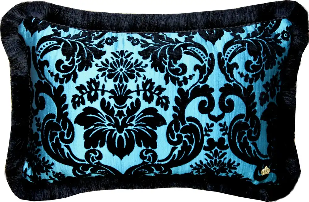 Aktuell Oreiller de luxe Pompöös by Casa Padrino by Harald Glööckler Elegance Collection motif baroque noir / turquoise 35 x 55 cm - oreiller de luxe