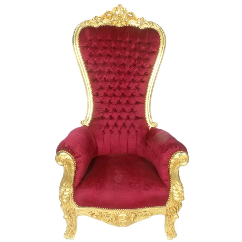Jetzt Bestellen Fauteuil Trône Baroque Casa Padrino Majestic Bordeaux Motif / Or - Fauteuil Géant - Chaise Tron Tron