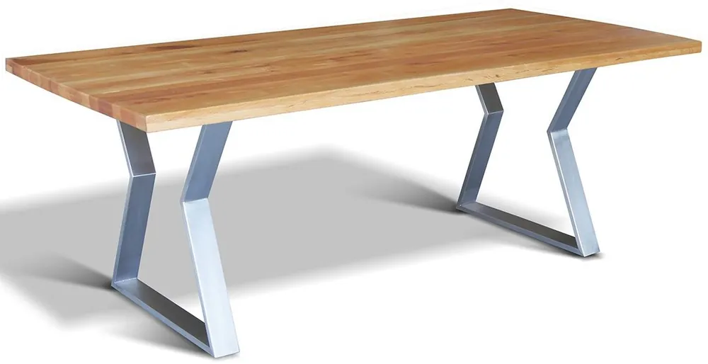 Knallerangebot Casa Padrino table à manger de luxe en bois massif avec plateau en chêne rustique et pieds en acier inoxydable - Différentes Couleurs et Tailles - Table à manger - Table de cuisine - Meubles de Salle à Manger
