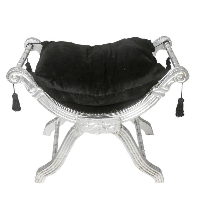 Abverkauf Tabouret baroque Casa Padrino - tabouret Cross noir / argent - mobilier