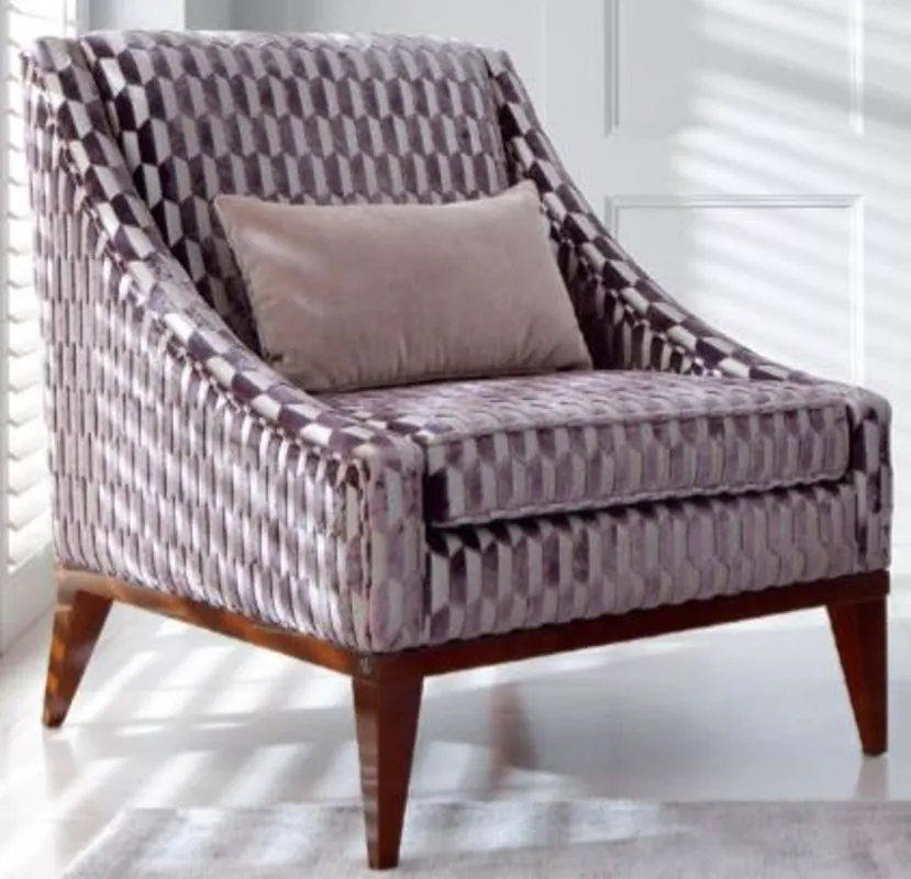 Mega-Angebot Casa Padrino fauteuil de salon art déco de luxe violet / argent / marron 75 x 86 x H. 89 cm - Collection de Luxe