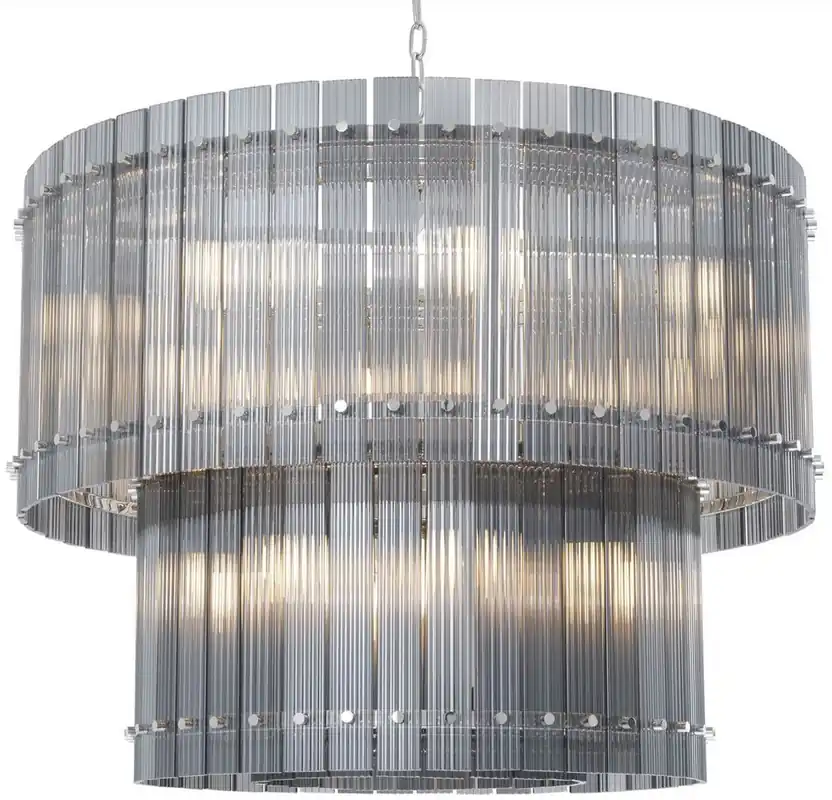 Preisreduziert Casa Padrino lustre de luxe gris / argent Ø 93 x H. 70 cm - Lustre Rond pour Hôtel et Restaurant - Qualité de Luxe